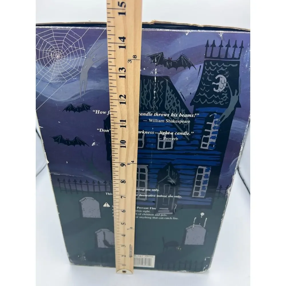 Vintage Halloween Grinning Witch Candle Holder Glass Cylinder Costco New In Box
